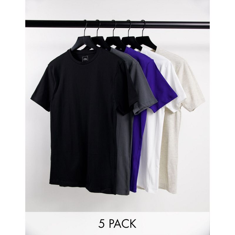 Confezioni multipack Uomo River Island - Confezione da cinque t-shirt attillate blu