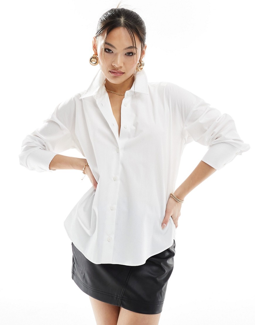 contrast detail shirt in white
