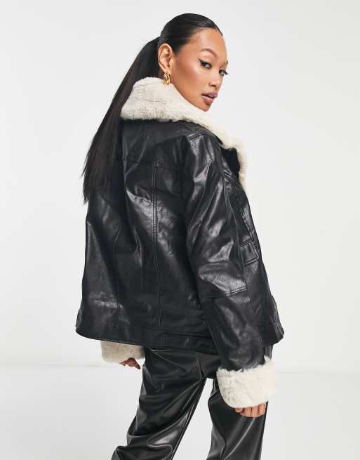 Fur trim moto clearance jacket