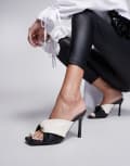 River Island contrast heeled mules in black and white