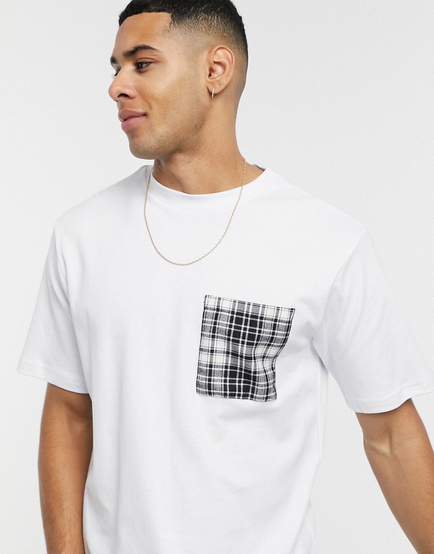 River Island contrast pocket slim fit T-shirt in white