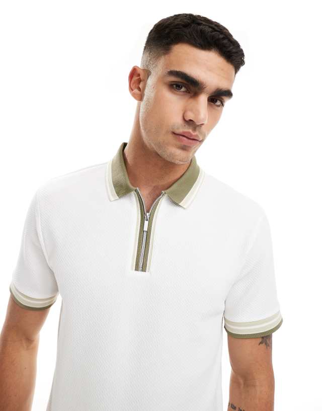 River Island - contrast tape polo in white