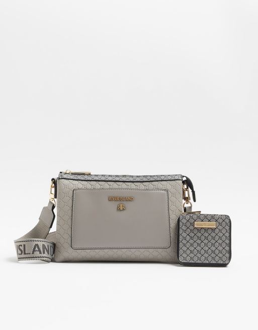 River island grey and white bag new arrivals