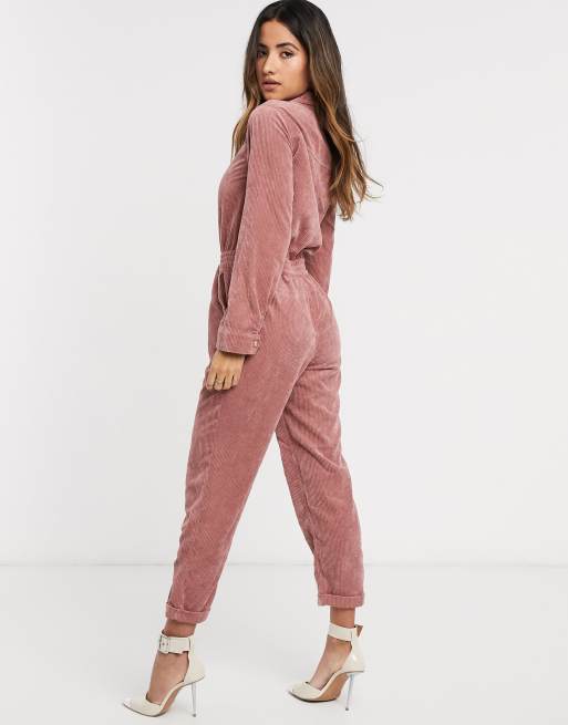 Pink corduroy hot sale boiler suit