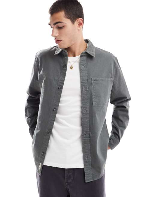River Island cord collar shirt in green