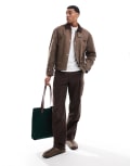 [River Island] River Island cord collar wax jacket in light brown-Green S Light brown