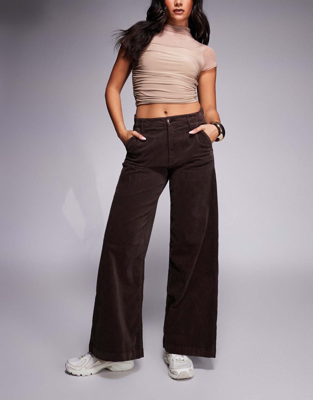 River Island cord palazzo jean in chocolate brown