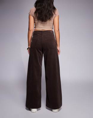 River Island Cord Palazzo Jeans In Burgundy