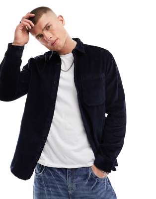 River Island cord pocket shirt in navy