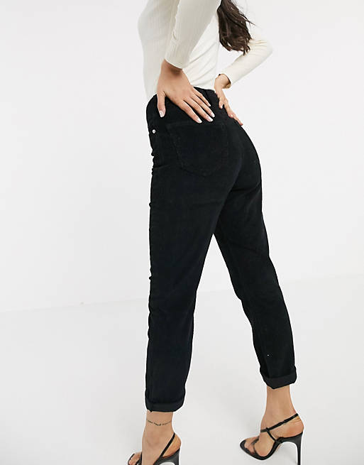 Jeans River Island corded mom jeans in black 