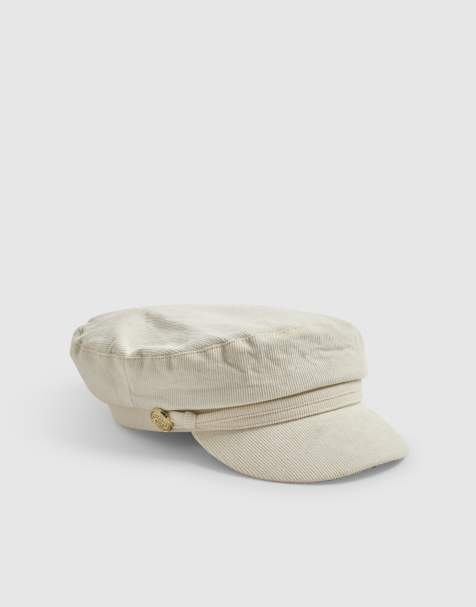 River Island Corduroy baker boy hat in cream - view 1