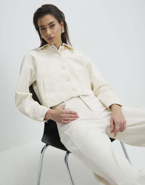 River Island Corduroy jacket in cream - view 1