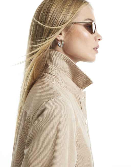 River Island Corduroy smock dress in beige, 3 of 4