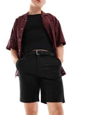 River Island core chino shorts in black