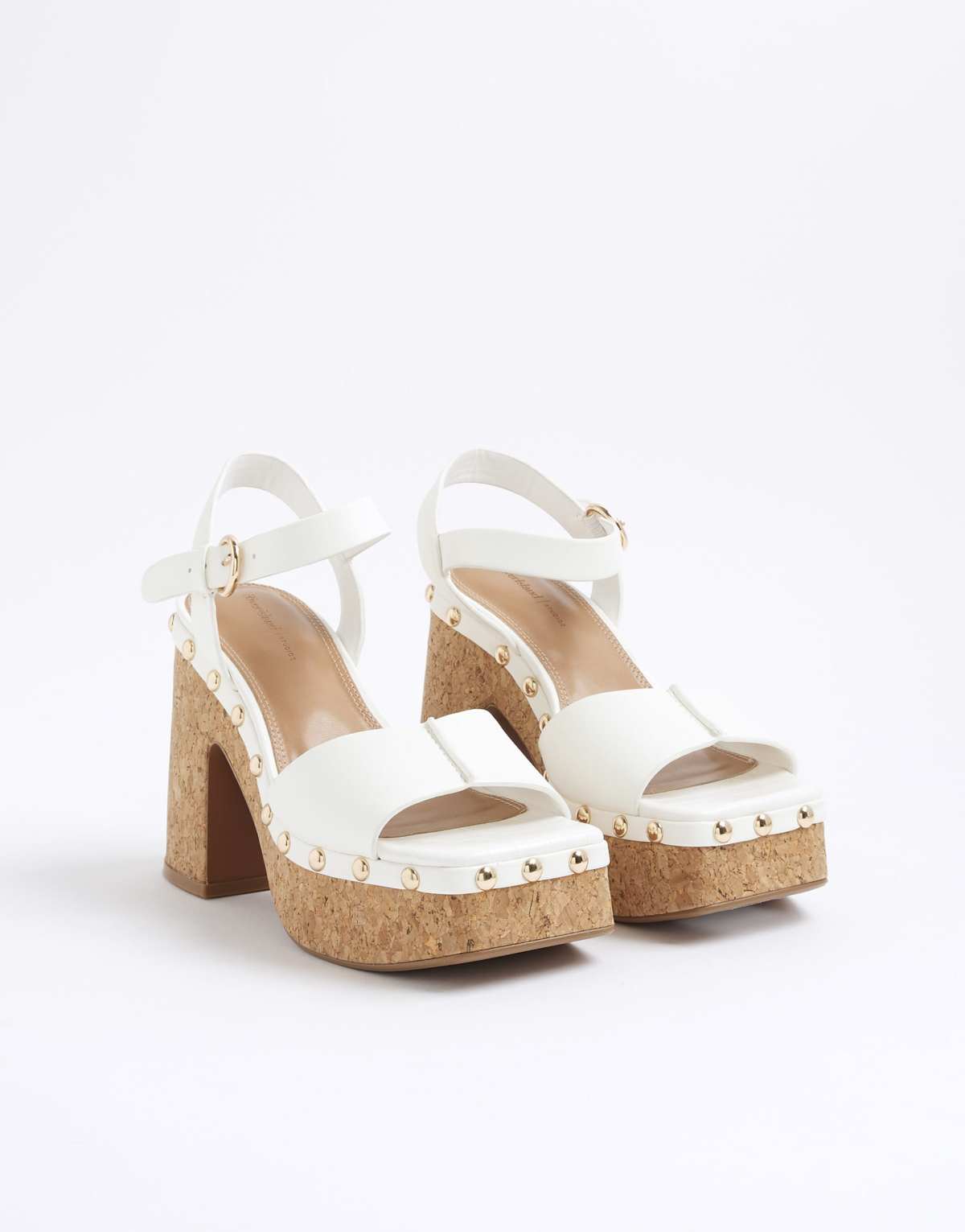 River Island Cork platform heeled sandals in white