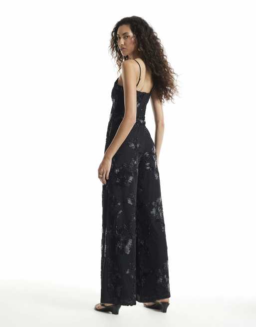 River Island Cornelli corset jumpsuit in black, 4 of 4