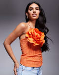 [River Island] River Island corsage halter neck top in orange M ORANGE