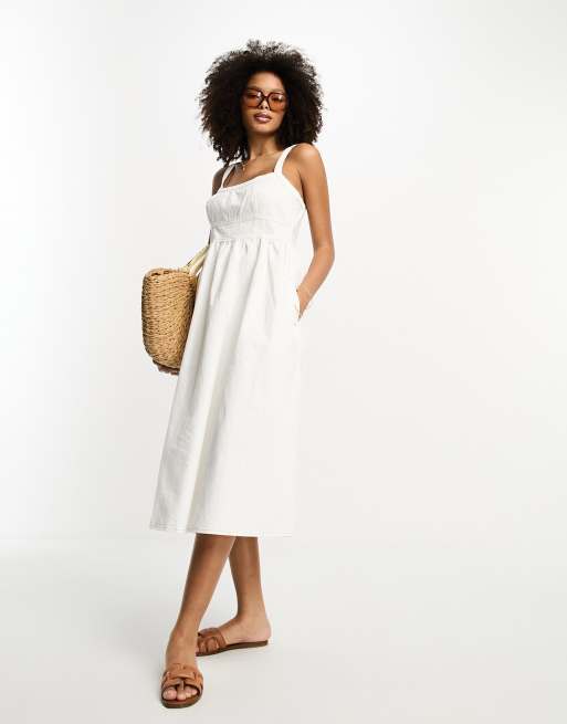 White strappy store midi dress