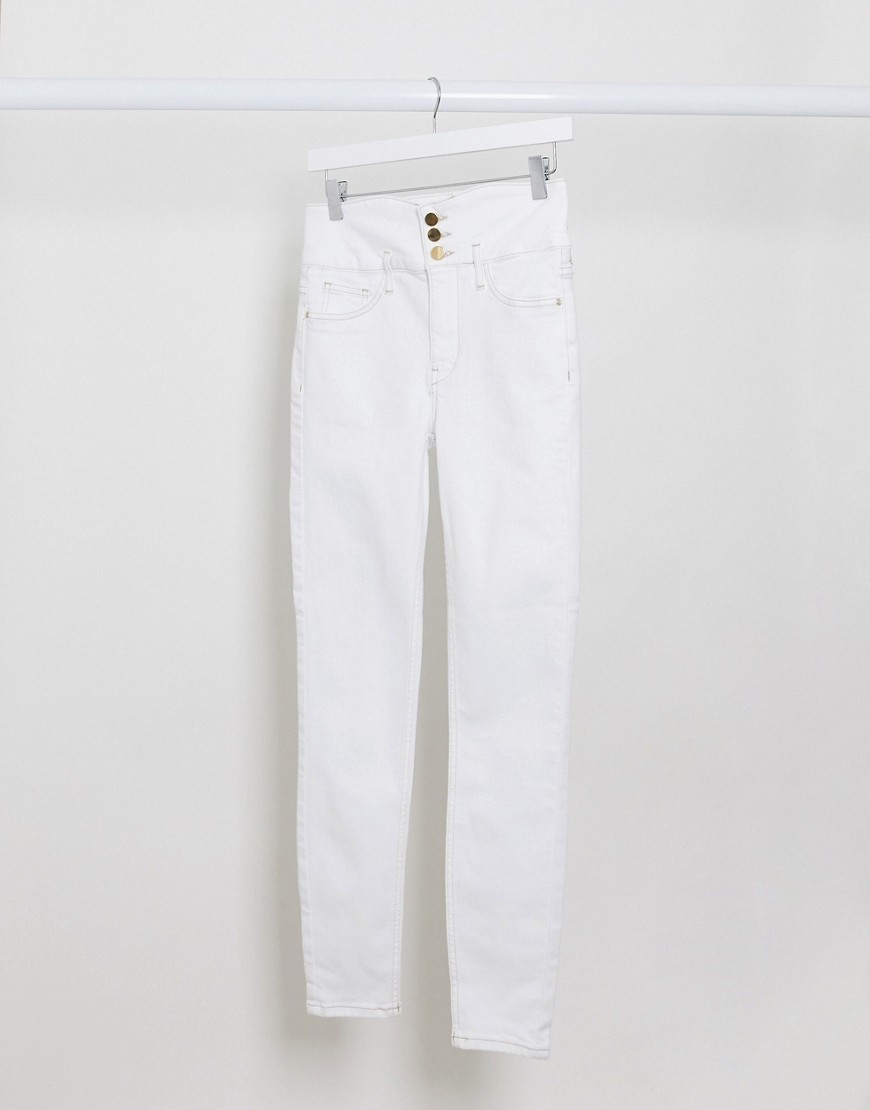 River Island corset high waist skinny jeans in white