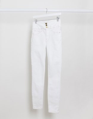 white high waisted skinny pants