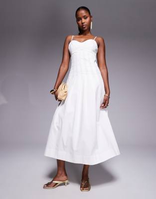corset midi dress in white
