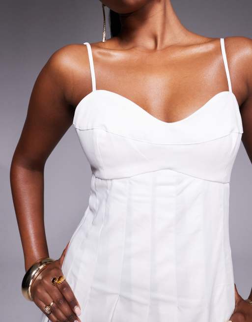 River Island corset midi dress in white, 3 of 4
