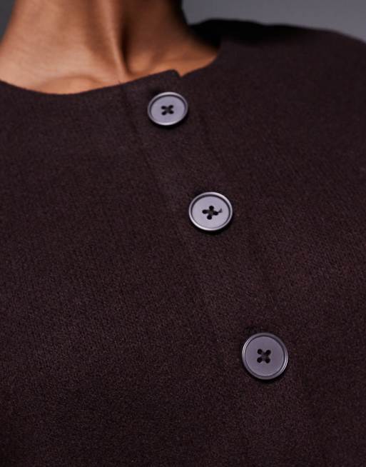River Island cosy button through cardigan in dark brown, 4 of 4
