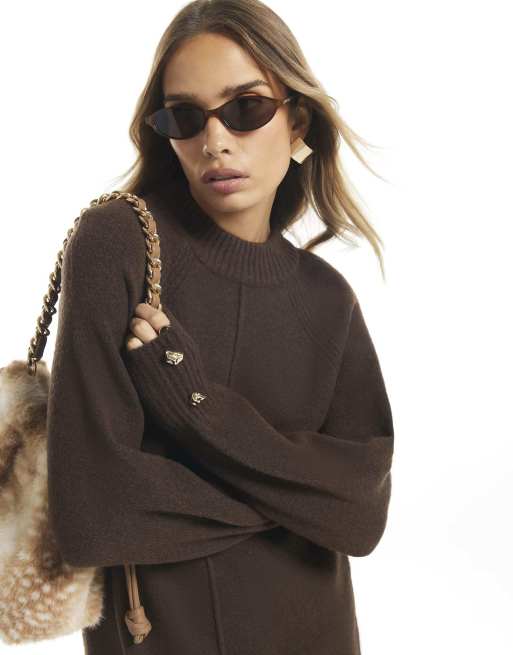 River Island Cosy jumper dress in brown - dark, 2 of 4