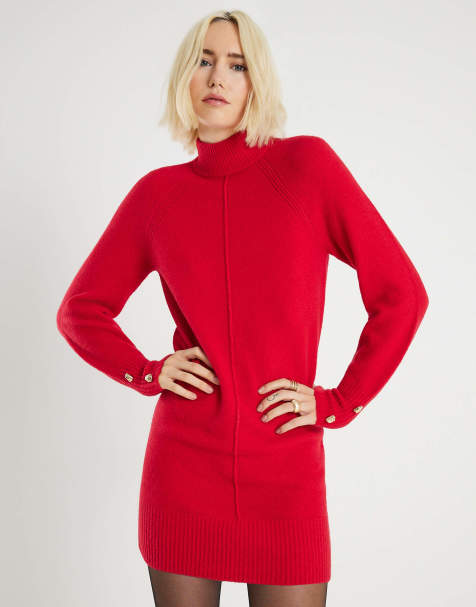 River Island Cosy jumper dress in red - view 1