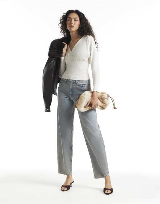 River Island Cosy long sleeve batwing top in cream, 3 of 4