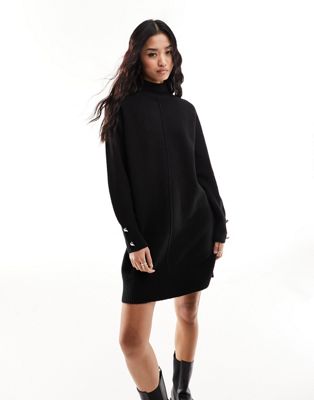 River Island cosy mini knit jumper dress in black