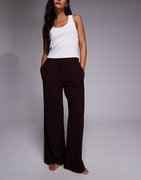 River Island cosy wide leg trouser in brown