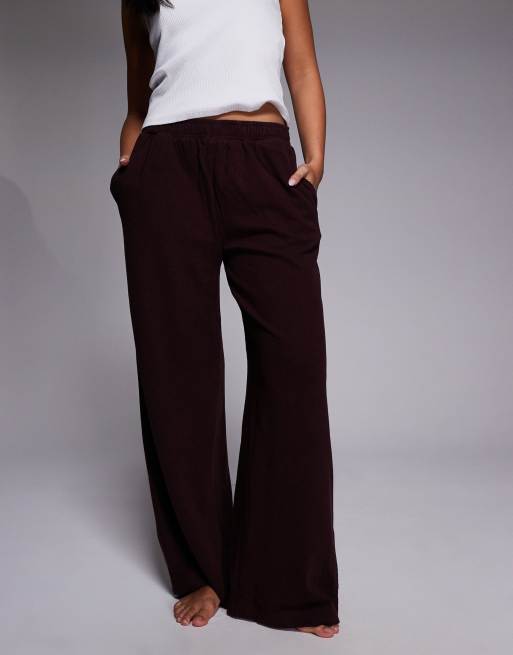 River Island cosy wide leg trouser in brown, 2 of 5