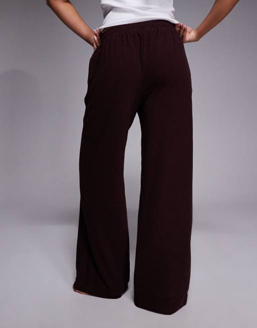 River Island cosy wide leg trouser in brown, 3 of 5