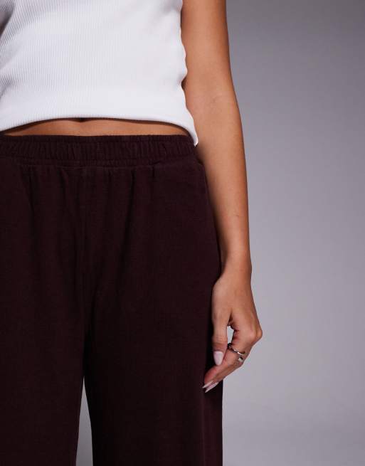River Island cosy wide leg trouser in brown, 4 of 5
