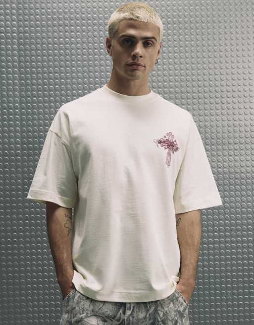 River Island Cotton ame saint cross t-shirt in ecru , 2 of 4