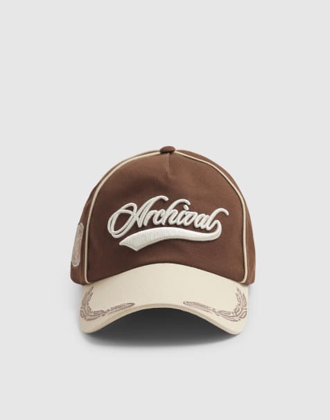 River Island Cotton archival collegic cap in beige - view 1