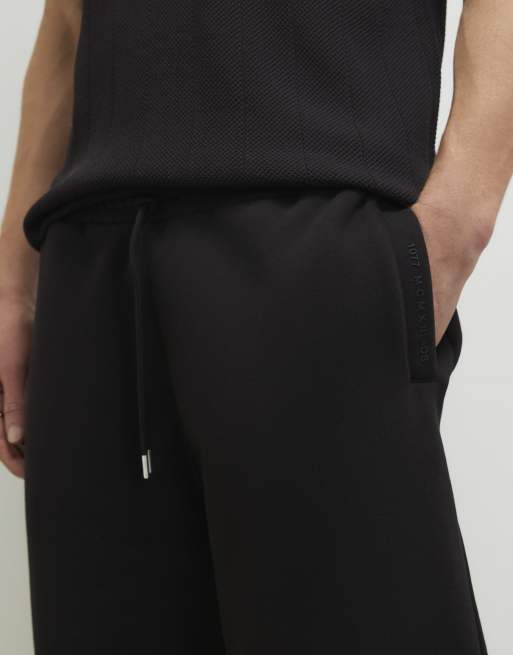 River Island Cotton blend drawstring bermuda shorts in black, 3 of 4