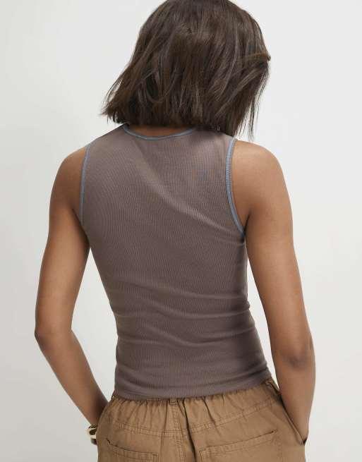 River Island Cotton blend embellished sun tank top in brown , 4 of 4
