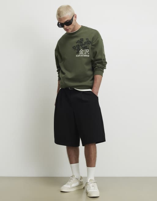 River Island Cotton blend kanazawa sweatshirt in khaki, 2 of 4