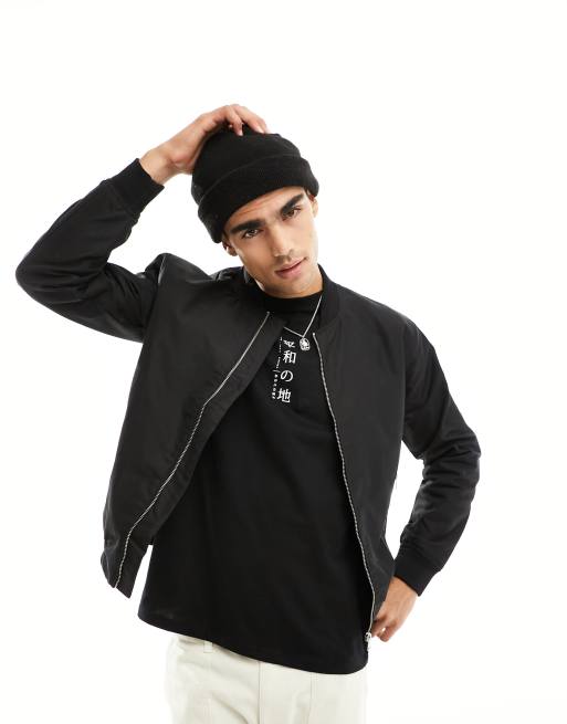 Mens black outlet cotton bomber jacket