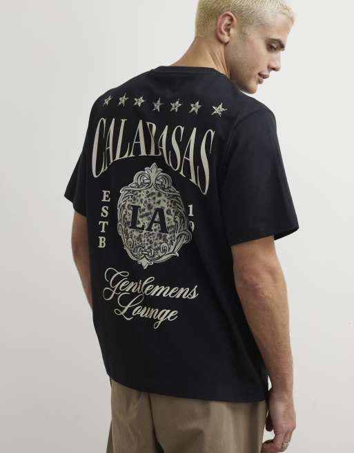 River Island Cotton calabasas stars t-shirt in black, 4 of 4