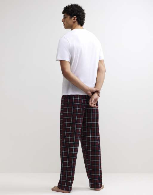 River Island Cotton check trousers loungewear set in red, 4 of 4