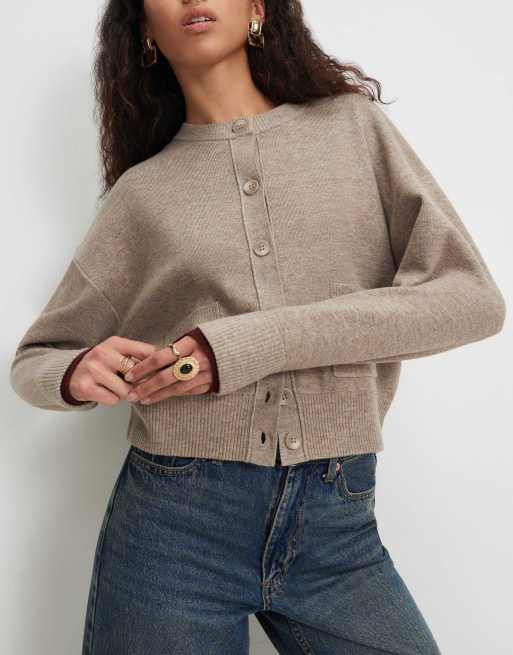 River Island Cotton double layer cardigan in brown , 4 of 4