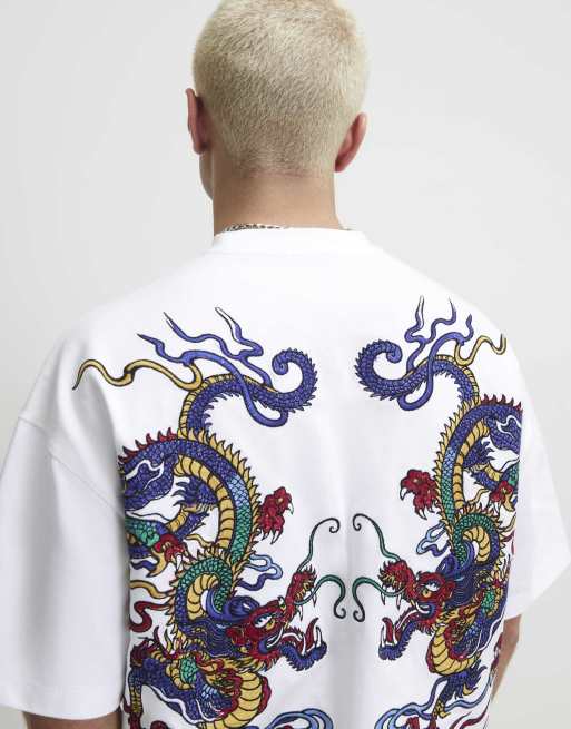 River Island Cotton embroidered dragon t-shirt in white, 2 of 4