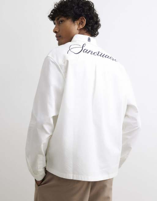 River Island Cotton embroidered sanctuaire shirt in white, 4 of 4
