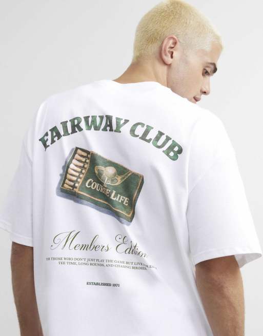 River Island Cotton fairway club t-shirt in white, 4 of 4
