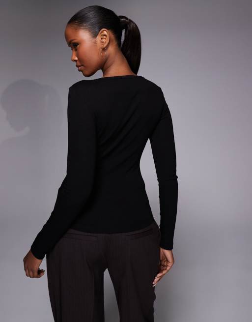 River Island cotton fitted t-shirt in black , 3 of 4