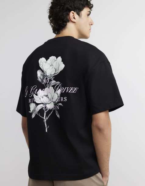 River Island Cotton floral print t-shirt in black - view 1