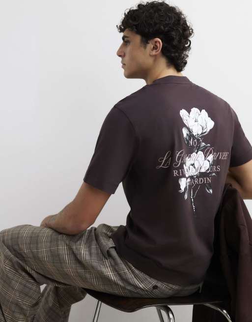 River Island Cotton floral print t-shirt in brown, 4 of 4